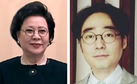 송영숙 한미약품그룹 회장(왼쪽)과 그의 장남인 임종윤 코리그룹 회장(오른쪽).