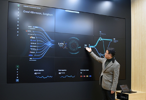 이의길 아이티센피엔에스 보안사업부 상무가 17일 서울 서초 아이티센빌딩에서 열린 기자간담회에서 발표하고 있다. [사진=윤소진 기자]